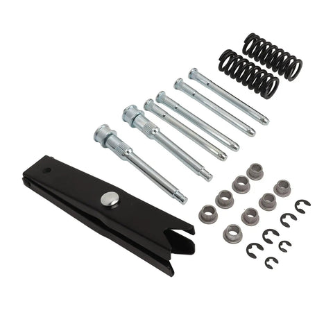 Door Hinge Repair Kit With Pin Bushing Set And Spring Removal Tool For S10 Pickup Doors, Compatible With 1994-2004 S10 Sonoma Jimmy Bravada Models Includes Door Spring Tool For Your Ride. Black metal pins, bushings, springs, and removal tool