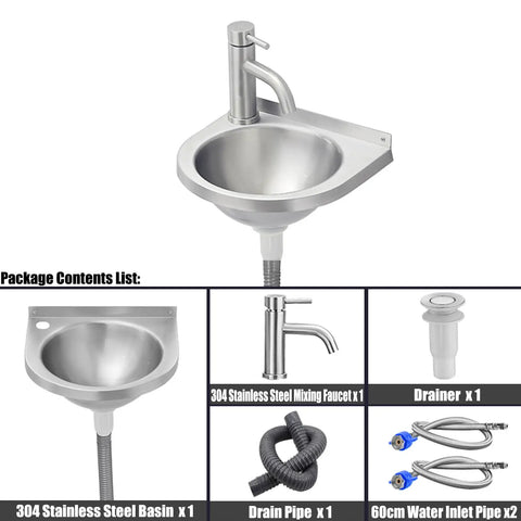 Wall Mounted Stainless Steel Hand Wash Basin For Kitchen Bar Garage Laundry Workshop RV And Boats Space Saving Utility Sink With Easy Clean Design Compact 30x28x10 Cm