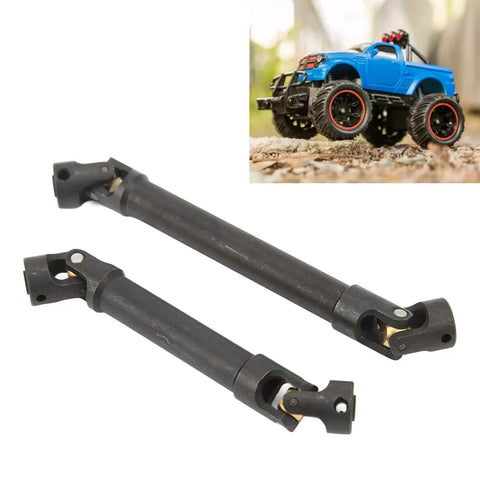 Heavy Duty RC Drive Shaft Steel CVD Transmission Shaft Front And Rear Powertrain Upgrade For 1 10 Scale RC Crawlers Adjustable Length Long 116 To 170mm And Short 94 To 130mm Crawler Front And Rear Drive Accessories shown with RC car.