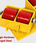 Close-up of 180 Degree Free Steering Equipment Mover Dolly Heavy Duty Trailer Transport Skate featuring red PU wheels.