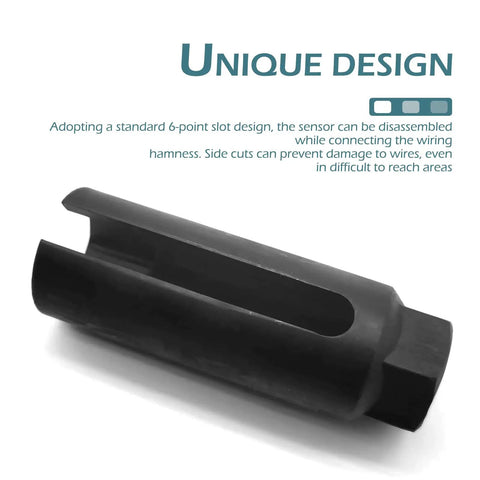 7/8 Inch 6-Point I-Type Side Gate Oxygen Sensor Socket For Car O2 Sensor Removal Tool, durable 45 steel, black design