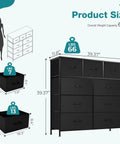 Dope Nine Drawer Black Dresser For Bedroom And Closet Organizer With Solid Multifunctional Storage Tower dimensions and weight capacity.