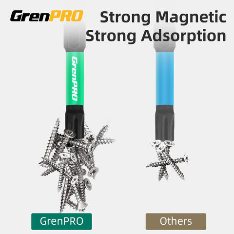 Torx Bit Set For Impact Drivers showing GrenPRO magnetic holder with screws versus others
