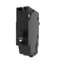 15 Amp 120 Volt Tandem CAFCI Circuit Breaker 1 Pole Type QTAN for Two Circuits, side view showing breaker switch