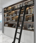 Black Slick Sliding Ladder Door Hardware Kit With Retractable Rolling Ladder full track system for home indoor loft use