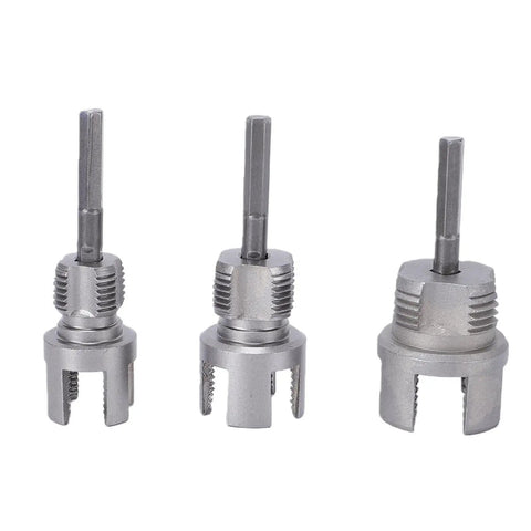 Three alloy steel taps for Dpofirs 4 In 1 Dual Male Female Pipe Threader, cutting 1/2, 3/4, and 1 inch PVC pipes.