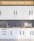 Kitchen with 30 Pack 5 Inch Cabinet Handles Matte Black Stainless Steel Drawer Pulls For Kitchen Cabinets, modern style.