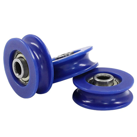 4 Pack U Groove Nylon Pulley Wheels With Guide Rolling Bearings 5x25.5x8.5mm Blue Built To Last Heavy Duty Load Bearing Set For DIY CNC 3D Printer Rails And Cable Management, blue nylon U-groove pulley wheels with bearings
