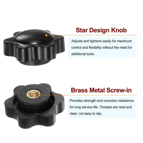 Top view of Star Knobs M4 Female Thread 25mm Head Plastic Non-Through Hole Brass Insert Screw-In Clamping Hand Knobs 4 Pack