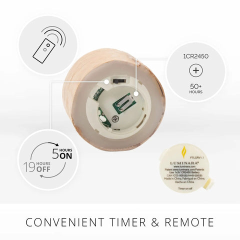 Flameless LED Tea Light Candles Set Of 2 Birch And Pearl Ivory Real Wax Look Remote Timer Battery Operated Paraffin Tealights battery compartment