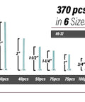Flat Head Phillips Electrician Machine Screw Kit 370 Piece Set With Durable Carbon Steel Fasteners size chart