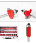 Top Shelf 35 Piece Carbide Router Bit Set With Tight Tolerance 12MM Shank For Smooth Wood Carving And Trimming Delivering Kickass Wear Resistance Everyday Performance, detailed view of router bits.