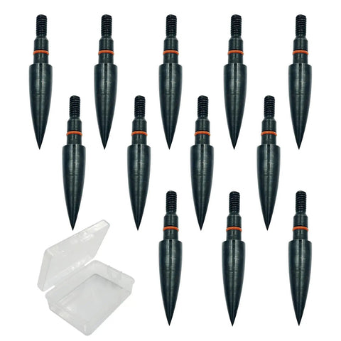 Screw-In Archery Field Points 75 100 125 150 Grains, 12 Pack Stainless Steel 5 By 16 Inch Arrow Tips with storage box