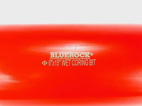 BluRock 6x15 inch wet coring bit label on bright red case
