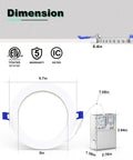 12 Pack 6 Inch 5Cct Recessed Led Lights Serving A Smooth Amber Night Halo Packing 1080 Lumens, dimensions with IC rated housing.