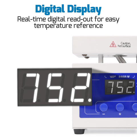 Digital display of Pro Grade Compact LED Soldering Hot Plate For SMD Rework And BGA Chips 100x50mm 210W Preheater Station