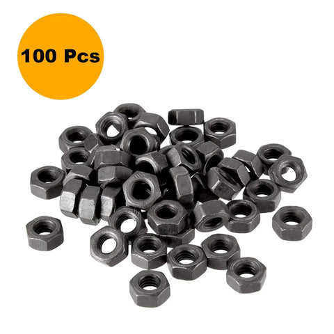 Badass M6 Hex Nuts 100 Piece Set Premium Carbon Steel Black Oxide Coating for heavy-duty assembly projects.