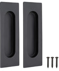 4.72 Inch Matte Black Recessed Finger Flush Cabinet Pulls By Malimali with screws, Stainless Steel Sliding Cupboard Door Handles For Kitchen Cabinets And Closet Doors, Durable 304 Stainless Steel, Smooth Edges, 2 Pack