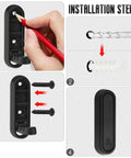 Installation steps for Heavy Duty Foldable Wall Hooks 4 Pack Aluminum Alloy Rustproof Flip Up Mounts With Screws Black.