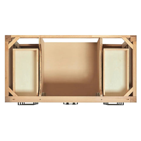 Top Shelf 42 Inch Single Rectangle Sink Bathroom Vanity Made From Premium Grade Solid Oak Wood With Drop Dead Gorgeous Nero Marquina Black Quartz Countertop Built Like A Tank, showing open cabinet layout with soft close drawers.