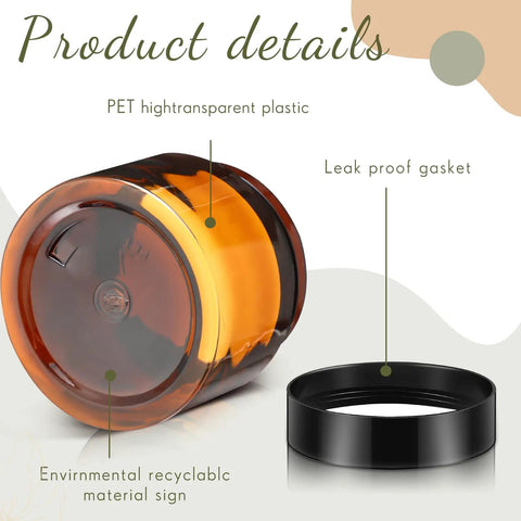 200 Piece 2 Oz Amber Plastic Cosmetic Jars Collection Round Travel Toiletry Containers With Secure Screw Top Lids Perfect For Storing Moisturizers Ointments And Liquids A Hella Solid Go Bag Staple That Is A Total Game Changer