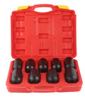 Pro 9 Piece 2 Inch Drive Axle Hub Nut Hex Socket Set That Hits The Spot With 29mm To 38mm Sizes Featuring Drilled Heads For Breaker Bars And Impact Wrenches Perfect For Serious Repair Work. 9-piece alloy steel socket set in red case, 29mm-38mm