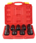 Heavy Duty 9-Piece Impact Rated Hex Socket Set For 1/2 Inch Drive Axle Hub Nuts Made From Hardened Chrome Steel Perfect For Pro Mechanic Tool Kits, red case open