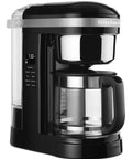 Side view of 12 Cup Drip Coffee Maker With Spiral Showerhead And Programmable Keep Warm Plate For Rich Consistent Brews Every Time Onyx Black KCM1209 No Fuss Programmable Timer Auto Shutoff Large Water Reservoir For Busy Mornings