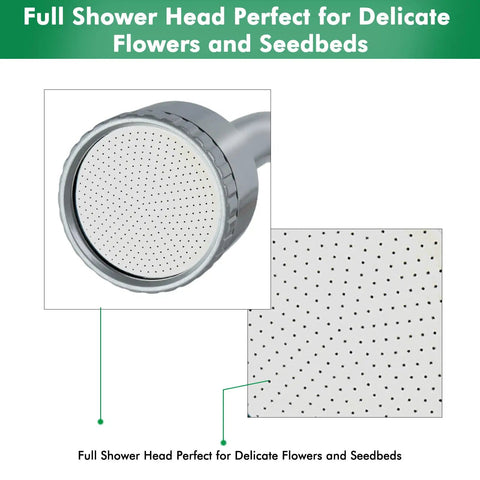 Close-up of 24-Inch Long Watering Wand With Flow Control and Gentle Soft Shower Sprayer head for delicate flowers