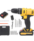 Rugged 21V Cordless Drill And 3 In 1 Impact Driver Kit Featuring Straight Shooting Accuracy Up To 1280 Rpm with battery and accessories.