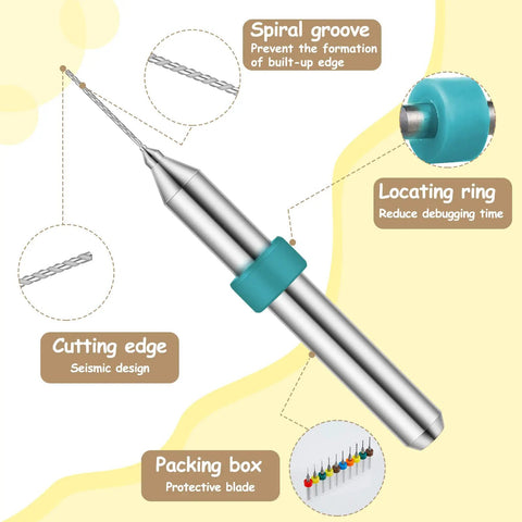 Pro Grade 30 Pc Shank Tungsten Carbide Micro Drill Bit Set For PCB Milling And Jewelry Engraving, CNC Router Bits 0.1mm To 3.0mm, Anti Vibration Spiral Cut, Durable Tungsten Steel featuring spiral groove and locating ring