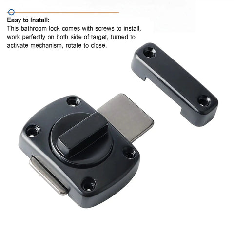 Tough As Nails Zinc Alloy Reversible Door Latch With Push Pull Bolt Lock, black metal design, suitable for bathroom and door privacy.