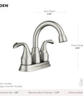 Front view of Idora Chrome Two Handle Centerset Bathroom Sink Faucet With Drain Assembly High Arc Spout 4 Inch Centerset Easy Install