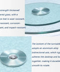 Close-up of the aluminum alloy base of Large Round Lazy Susan Turntable Glides Smooth As Butter Dual Plate Connection Heavy Duty Tempered Glass Serving Tray.