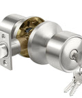 Keyed Entry Door Knob Set With Lock And Keys Satin Nickel Finish Removable Latch Plate Standard Ball Door Hardware