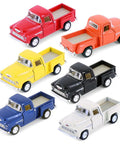 Chevrolet 1955 Old School Stepside Pickup Die Cast Model Trucks 1 To 54 Scale 3 Inch Free Wheeling Action Opening Doors 6 Pack In Red Orange Yellow Black Blue White Collectible Display Set