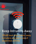 Ultra Slim Window Vibration Alarm Pack of 6 with 125dB Siren Anti Theft Door and Window Glass Break Sensor Alerts in use.