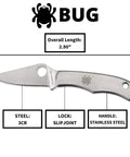 Compact Non Locking Slip Joint Folding Knife With Plain Edge For Keychain EDC showing full length and material details