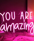 Pink You Are Amazing LED Neon Light Sign For Wall Decor In Bedrooms Living Rooms Bars Parties Classrooms USB Powered 16.9 By 10.6 Inches Hanging Or Table Display