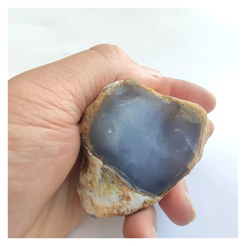 Rough Blue Agate And Chalcedony Crystal Stone For Jewelry Making And Home Decor Sky Blue Natural Rough Crystal in hand