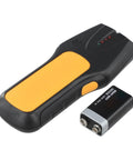 3-in-1 Wall Scanner Stud Finder for Wood Metal and Live Wire Detection, showing tool and battery for home renovation.