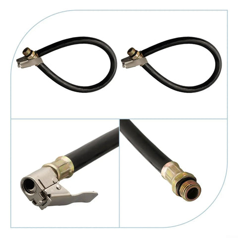 Heavy Duty Tire Inflator Hose for Quick Car Pump Up Without Taking Off Wheels, 76 inches long, rubber metal fitting.