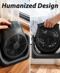 2 In 1 Portable Space Heater And Desk Fan For Home Office with 45 Degree Tilt and Dual Speed Settings, Front and Back View