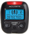 Front view of Portable Lightning Detector With 25 Mile Storm Alert Audible Alarm Text Alerts Strike Counter Estimated Distance To Storm And Backlit Display For Easy Night Viewing