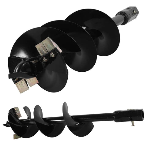 Beefy Heavy Duty 12 Inch By 52 Inch Spiral Excavator Auger With 2 Inch Hex Connection in black welded steel
