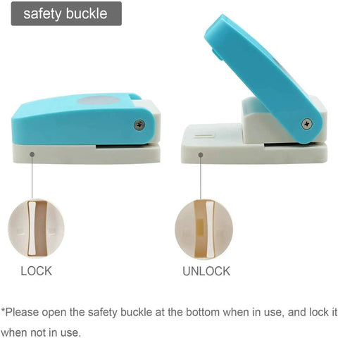 Candy Color Circle Punch 1.5 Inch Lever Round Punch for Scrapbooking and Card Making, lock and unlock safety mechanism shown