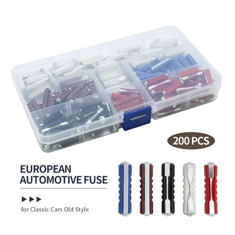 European Torpedo Type Car Fuses For Classic Rides Old School Electrical Protection 200 pcs box with assorted colored fuses