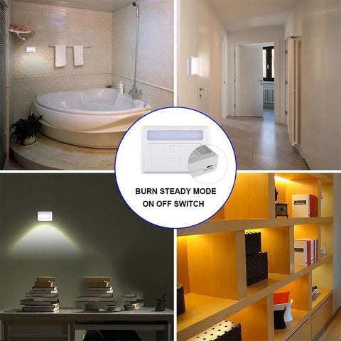 Burn steady mode on/off switch for Door Activated LED Puck Lights 4 Pack Cordless Battery Operated Cabinet Drawer Closet Lighting
