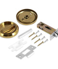 Round Recessed Door Lock Set With Privacy Knob And Hidden Cup Handle Stainless Steel Keyless Recessed Door Pull Latch Knob in Golden Finish