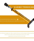 Heavy Duty Belt Tension Gauge Tool with L Shaped Pad Adjustable Up To 10 Pounds for Motorcycle and Car Belts, side view